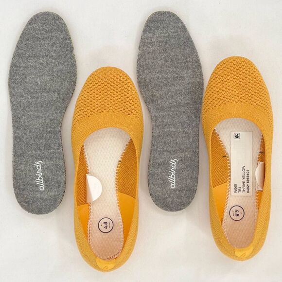 Allbirds Knit Tree Breezers Thrive Yellow Renewable Slip On Ballet Flats Size 6 - Picture 8 of 14